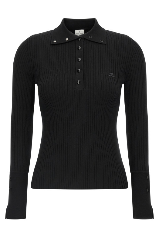 'Classic Rib' polo shirt Black
