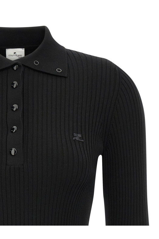 'Classic Rib' polo shirt Black
