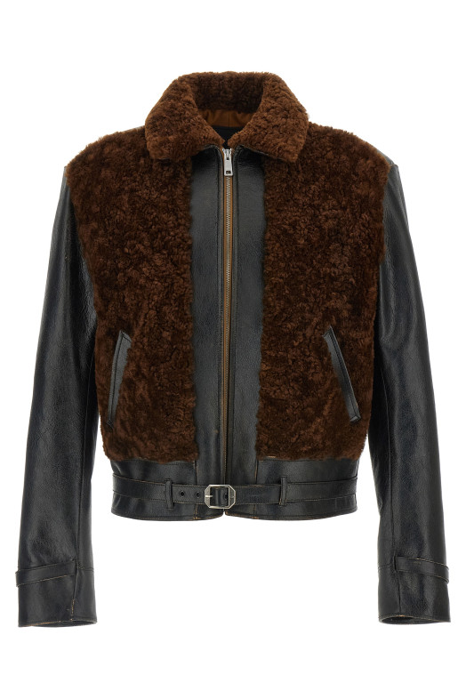 Шкіряна куртка з овчини Чорна PRADA UPW574SOOO172NF0807