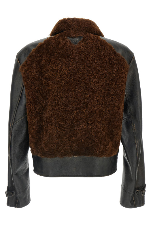 Шкіряна куртка з овчини Чорна PRADA UPW574SOOO172NF0807