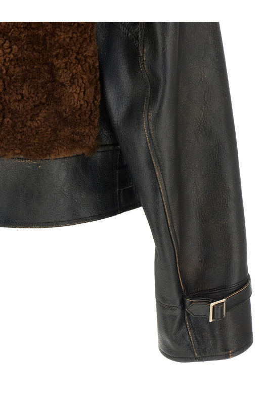 Шкіряна куртка з овчини Чорна PRADA UPW574SOOO172NF0807