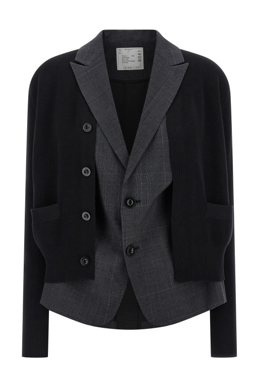 Двухслойный кардиган Черный SACAI 2508041001