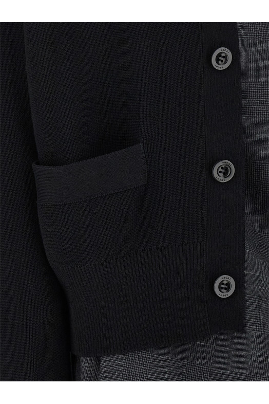 Двухслойный кардиган Черный SACAI 2508041001