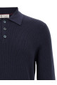 Вязаная крючком рубашка-поло Синяя BRUNELLO CUCINELLI M29203535CW425 Вязаная крючком рубашка-поло Синяя BRUNELLO CUCINELLI M29203535CW425