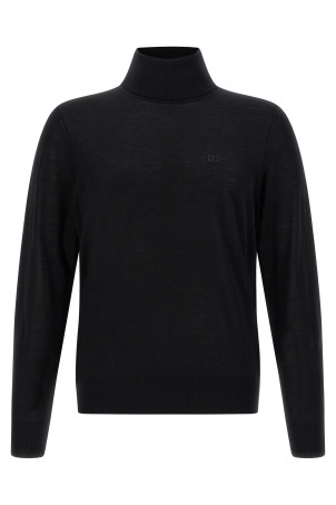 Вовняний светр з високим коміром Чорний DSQUARED2 S74HA1440S18310900 Вовняний светр з високим коміром Чорний DSQUARED2 S74HA1440S18310900