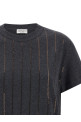 'Dazzling Chalk Stripe Embroidery' T-shirt Gray 'Dazzling Chalk Stripe Embroidery' T-shirt Gray