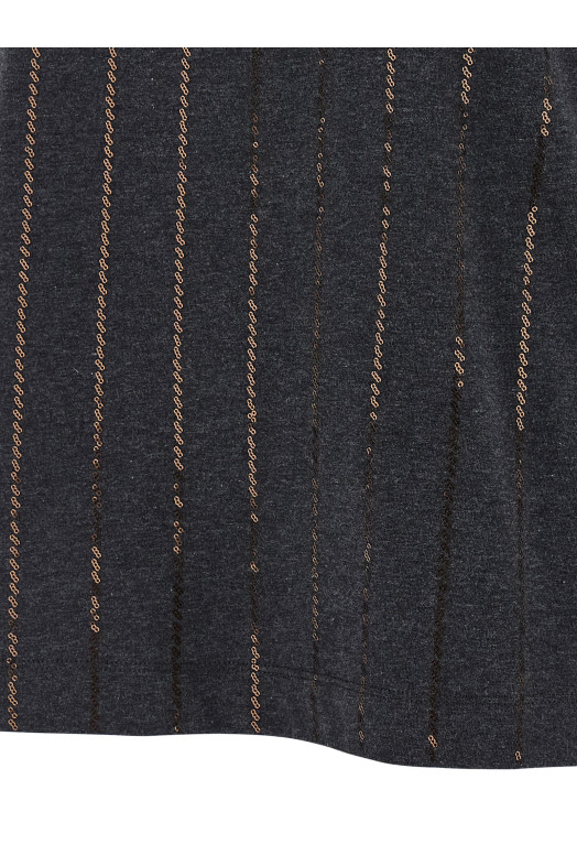'Dazzling Chalk Stripe Embroidery' T-shirt Gray 'Dazzling Chalk Stripe Embroidery' T-shirt Gray