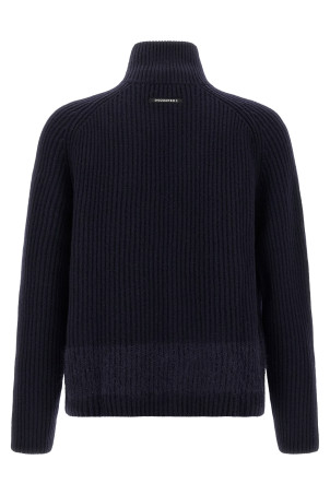 Кардиган з вставками з кардованої вовни, синій DSQUARED2 S74HA1546D13150477