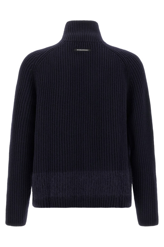 Кардиган з вставками з кардованої вовни, синій DSQUARED2 S74HA1546D13150477