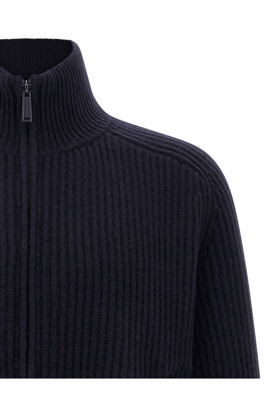 Кардиган з вставками з кардованої вовни, синій DSQUARED2 S74HA1546D13150477