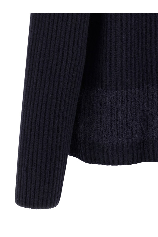 Кардиган з вставками з кардованої вовни, синій DSQUARED2 S74HA1546D13150477