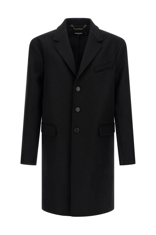 Шерстяне пальто Чорне DSQUARED2 S74AA0316S53003900 Шерстяне пальто Чорне DSQUARED2 S74AA0316S53003900