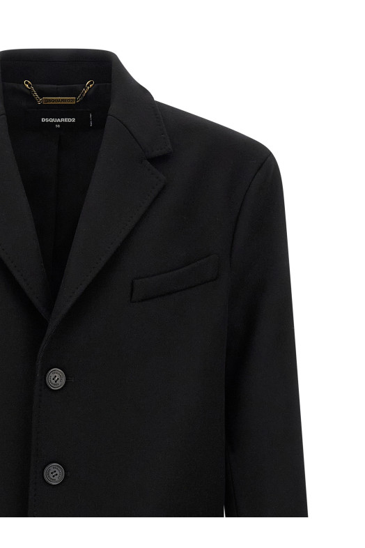 Шерстяне пальто Чорне DSQUARED2 S74AA0316S53003900 Шерстяне пальто Чорне DSQUARED2 S74AA0316S53003900