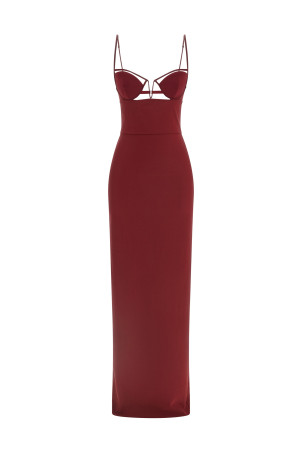 Сукня «V-Wire Bra Maxi» бордового кольору NDDR2811000401BURGUNDY Сукня «V-Wire Bra Maxi» бордового кольору NDDR2811000401BURGUNDY
