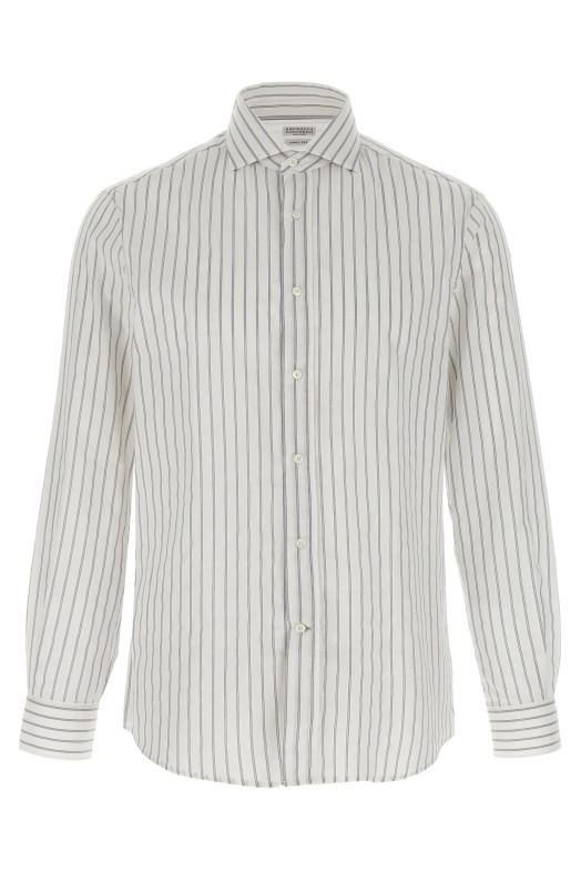 Striped canvas shirt White