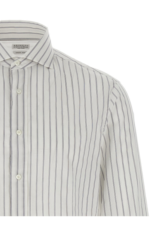 Striped canvas shirt White