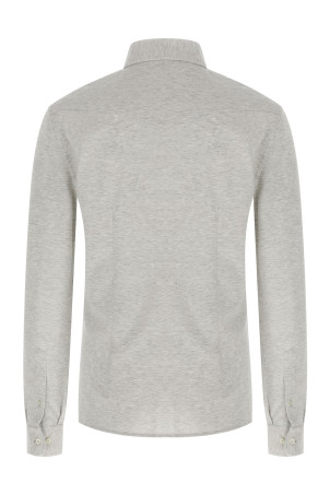 Рубашка из хлопка с пике Gray BRUNELLO CUCINELLI ME8546666C3657 Рубашка из хлопка с пике Gray BRUNELLO CUCINELLI ME8546666C3657