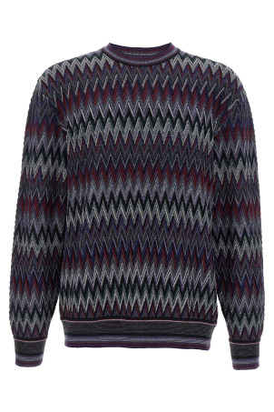 Светр із зигзагоподібним візерунком, синій MISSONI US25WN0EBR012YS4173 Светр із зигзагоподібним візерунком, синій MISSONI US25WN0EBR012YS4173