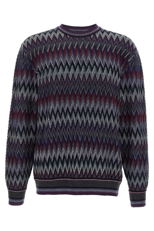 Светр із зигзагоподібним візерунком, синій MISSONI US25WN0EBR012YS4173 Светр із зигзагоподібним візерунком, синій MISSONI US25WN0EBR012YS4173
