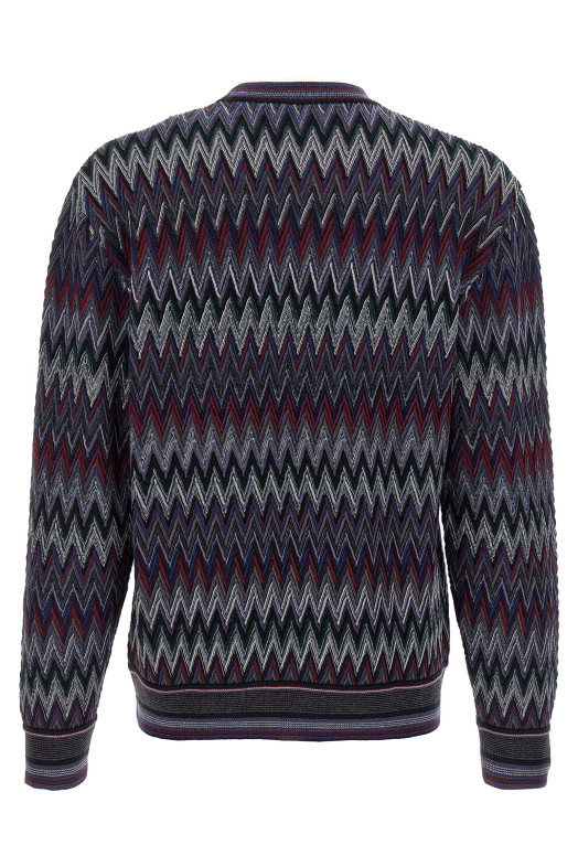 Светр із зигзагоподібним візерунком, синій MISSONI US25WN0EBR012YS4173 Светр із зигзагоподібним візерунком, синій MISSONI US25WN0EBR012YS4173