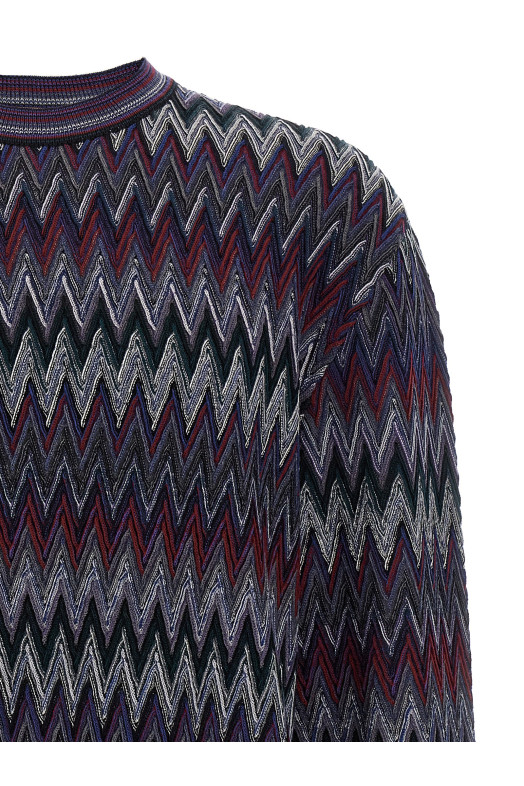 Светр із зигзагоподібним візерунком, синій MISSONI US25WN0EBR012YS4173 Светр із зигзагоподібним візерунком, синій MISSONI US25WN0EBR012YS4173