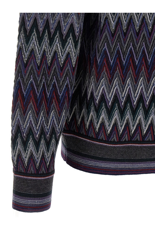 Светр із зигзагоподібним візерунком, синій MISSONI US25WN0EBR012YS4173 Светр із зигзагоподібним візерунком, синій MISSONI US25WN0EBR012YS4173