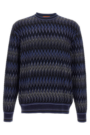 Светр із зигзагоподібним візерунком, синій MISSONI US25WN0EBR012YS91P3 Светр із зигзагоподібним візерунком, синій MISSONI US25WN0EBR012YS91P3