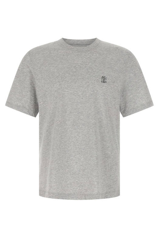 Футболка с логотипом Серый BRUNELLO CUCINELLI M0B138440CGM11 Футболка с логотипом Серый BRUNELLO CUCINELLI M0B138440CGM11