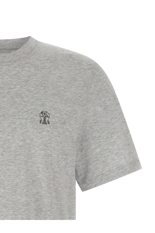 Футболка с логотипом Серый BRUNELLO CUCINELLI M0B138440CGM11 Футболка с логотипом Серый BRUNELLO CUCINELLI M0B138440CGM11