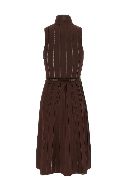 Облегченное платье с бахромой коричневого цвета ELISABETTA FRANCHI AM02S56E2EA3