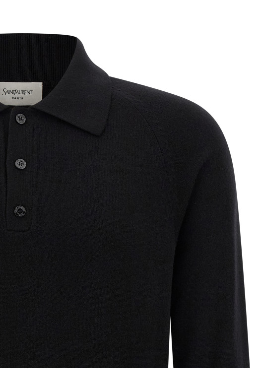 Вовняна сорочка-поло Чорна SAINT LAURENT 846122Y76XM1000 Вовняна сорочка-поло Чорна SAINT LAURENT 846122Y76XM1000