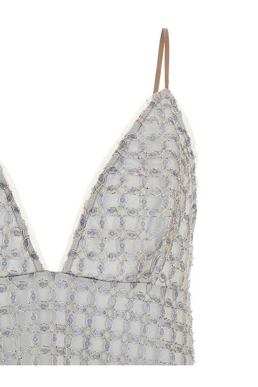 Сукня «Beaded A-Line Mini» бежевого кольору 113710800800 Сукня «Beaded A-Line Mini» бежевого кольору 113710800800