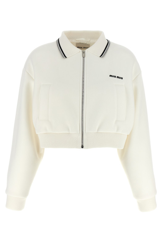 Коротка куртка-бомбер Piquet Біла MIU MIU ML1270SOOO17LNF0009 Коротка куртка-бомбер Piquet Біла MIU MIU ML1270SOOO17LNF0009