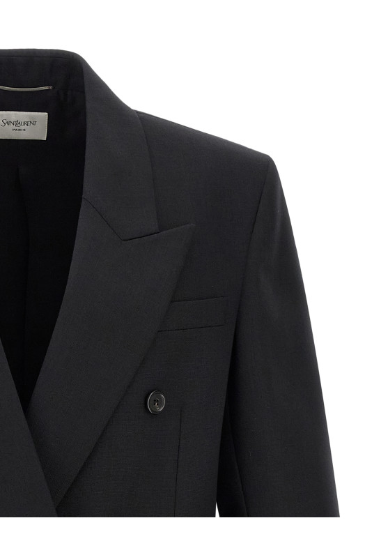 Двобортний блейзер Чорний SAINT LAURENT 835102Y5K321000 Двобортний блейзер Чорний SAINT LAURENT 835102Y5K321000