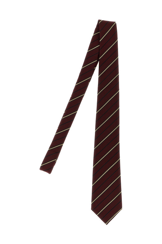Галстук в полоску бордо SAINT LAURENT 8241003YR966488