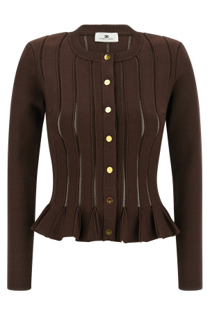 Кардиган з ажурною фактурою Brown ELISABETTA FRANCHI MK07S56E2EA3 Кардиган з ажурною фактурою Brown ELISABETTA FRANCHI MK07S56E2EA3