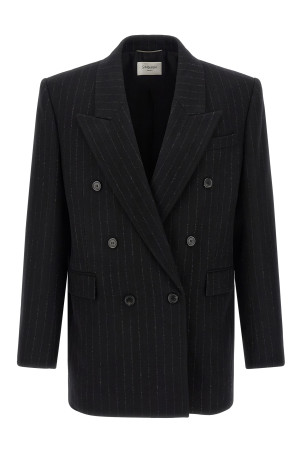 Смугастий блейзер Чорний SAINT LAURENT 835102Y1M101095 Смугастий блейзер Чорний SAINT LAURENT 835102Y1M101095