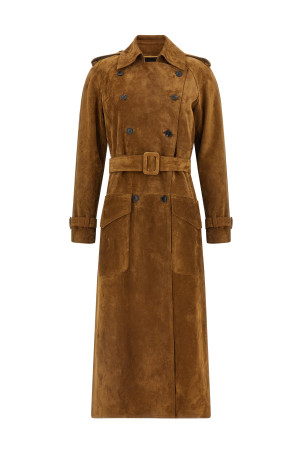 Замшевый тренч Черный SAINT LAURENT 683370YC2JY2544