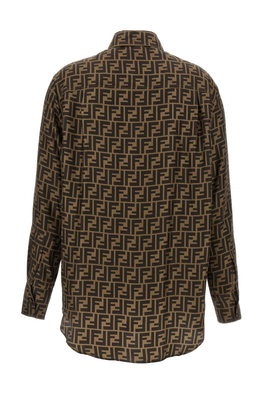 Рубашка с монограммой FF, коричневая FENDI FS8107A8G3F118W Рубашка с монограммой FF, коричневая FENDI FS8107A8G3F118W