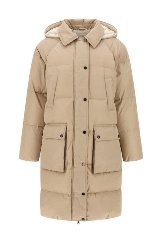 Куртка-пуховик «Shiny Zipper Pull» бежевого кольору MG5019946C6037