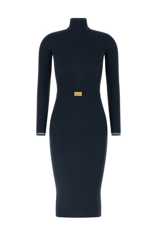 Logo belt dress Blue