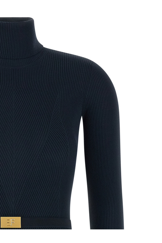 Logo belt dress Blue