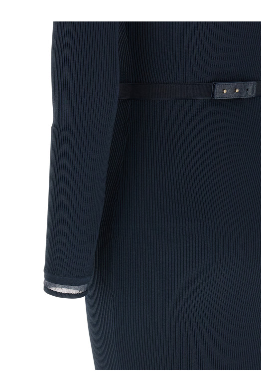 Logo belt dress Blue