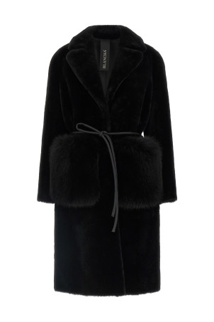'Merino Straight-Volpe' fur Black 'Merino Straight-Volpe' fur Black