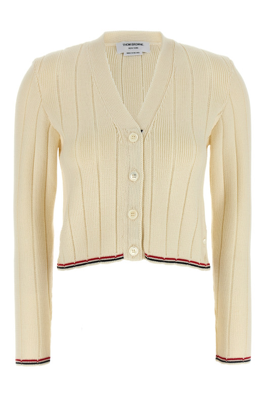 'Ladder Full Needle Rib Stitch' cardigan White