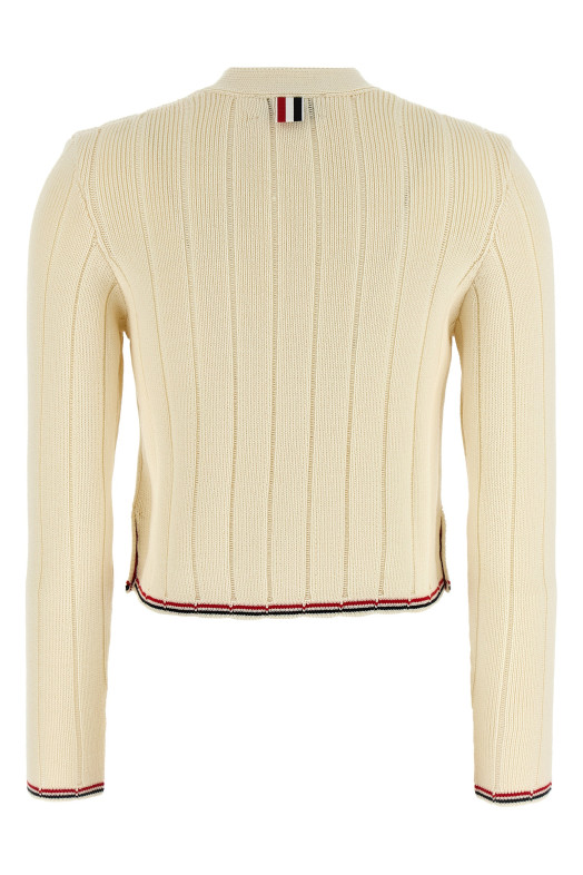 'Ladder Full Needle Rib Stitch' cardigan White