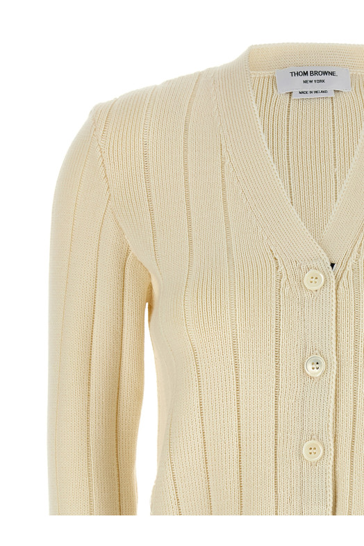 'Ladder Full Needle Rib Stitch' cardigan White