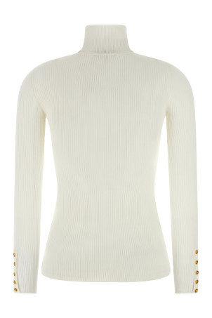 Свитерок с воротником-хомутом и ребристой текстурой Белый ELISABETTA FRANCHI MK11B56E2360 Свитерок с воротником-хомутом и ребристой текстурой Белый ELISABETTA FRANCHI MK11B56E2360