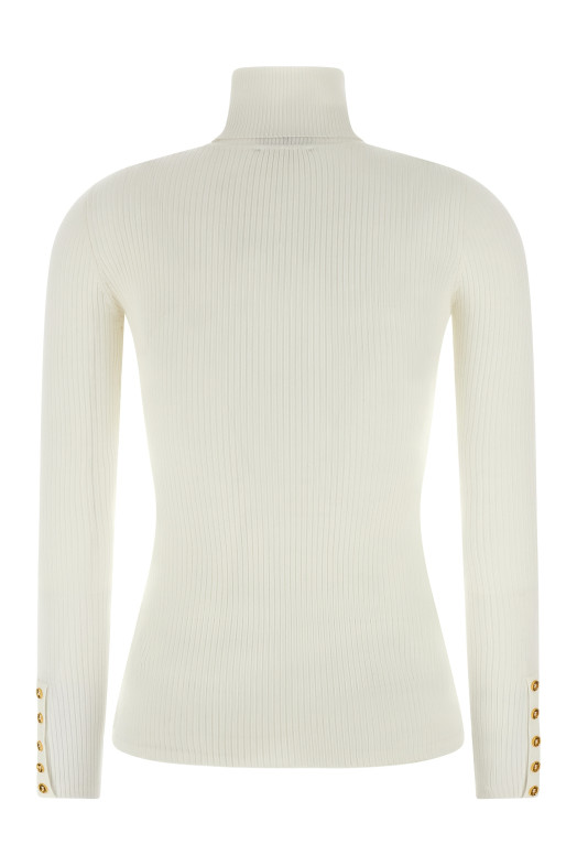 Свитерок с воротником-хомутом и ребристой текстурой Белый ELISABETTA FRANCHI MK11B56E2360 Свитерок с воротником-хомутом и ребристой текстурой Белый ELISABETTA FRANCHI MK11B56E2360