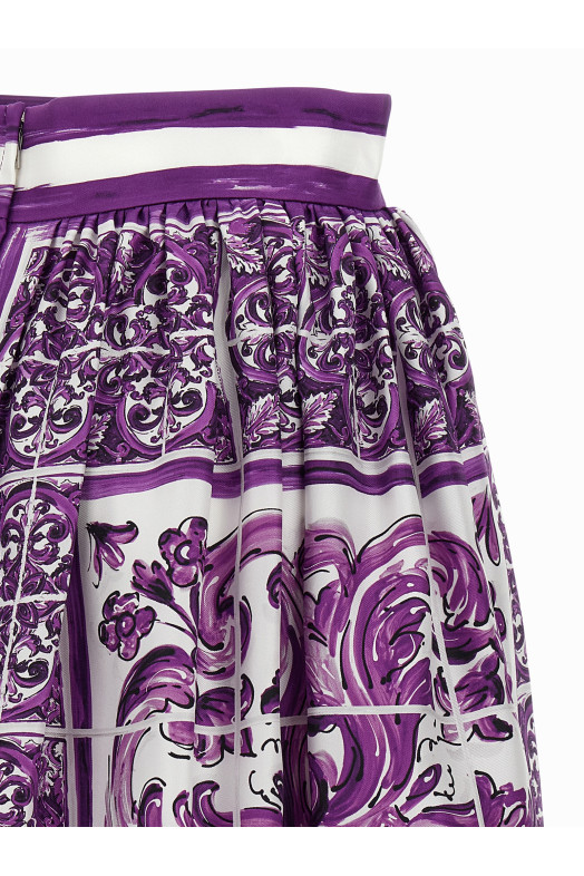 'Maiolica' print silk skirt Multicolor